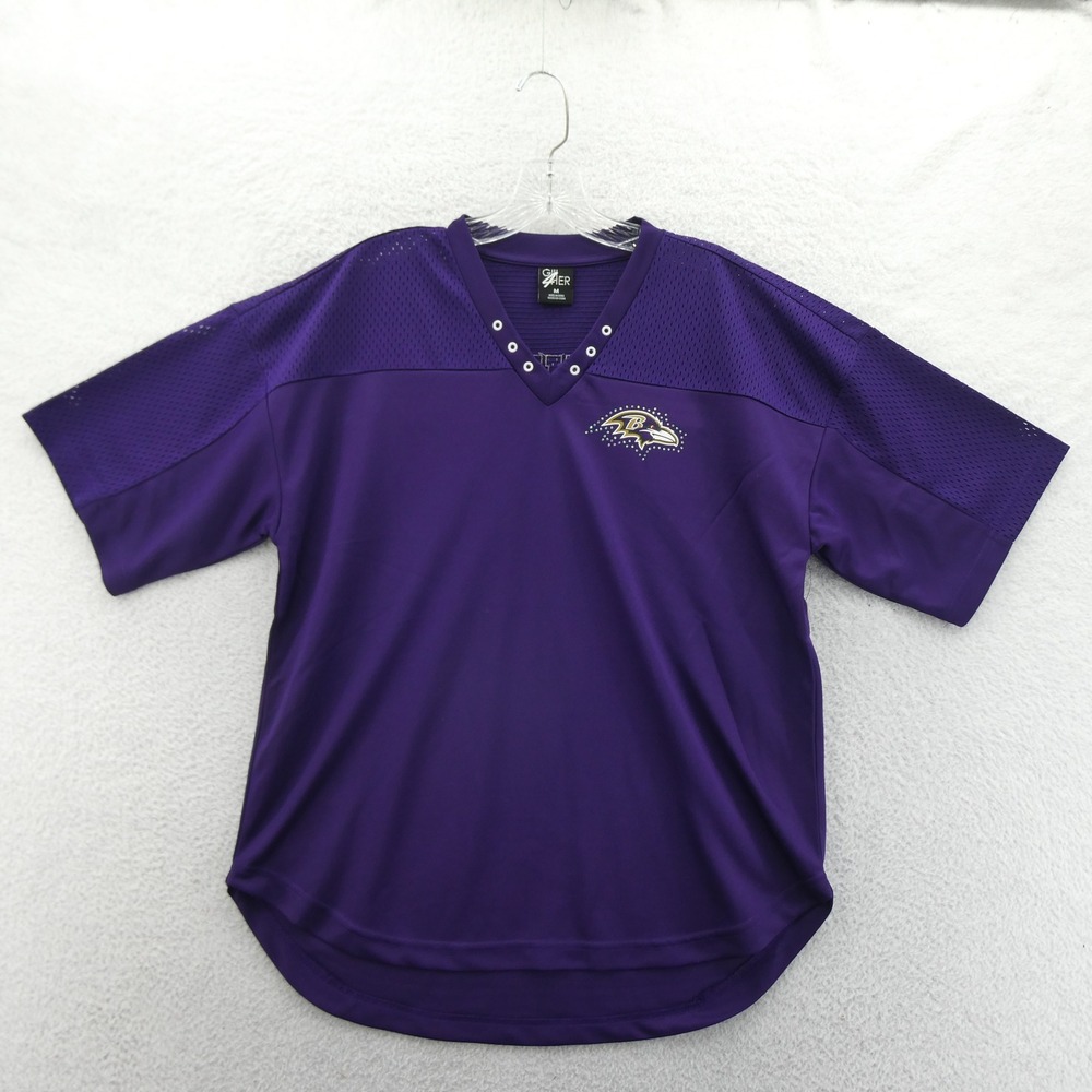 G-III Shirt Womens Medium Baltimore Ravens Purple Rhinestone Mesh Jersey Vintage